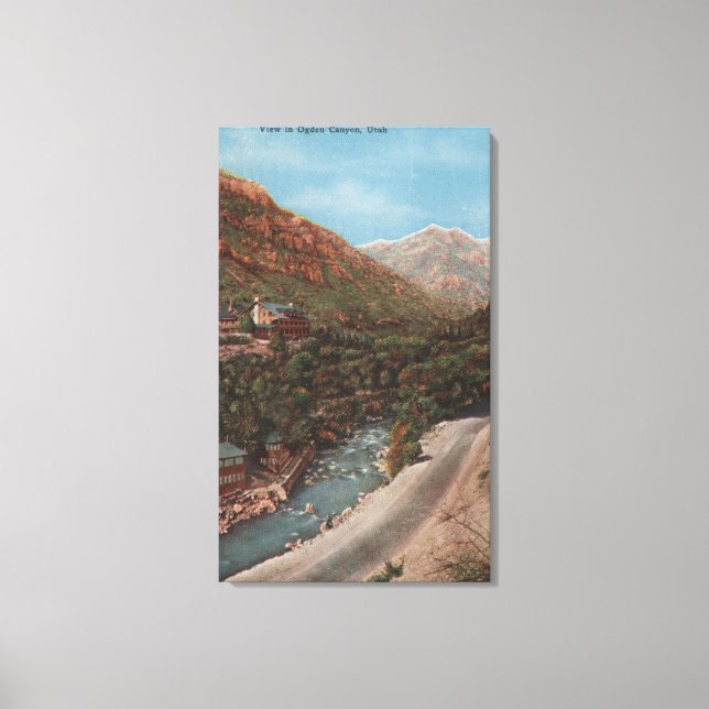 Ogden, Utah - Ogden Canyon View & River Canvastryck (Framsida)