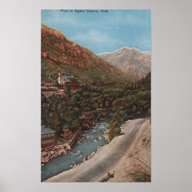 Ogden, Utah - Ogden Canyon View & River Poster (Framsidan)