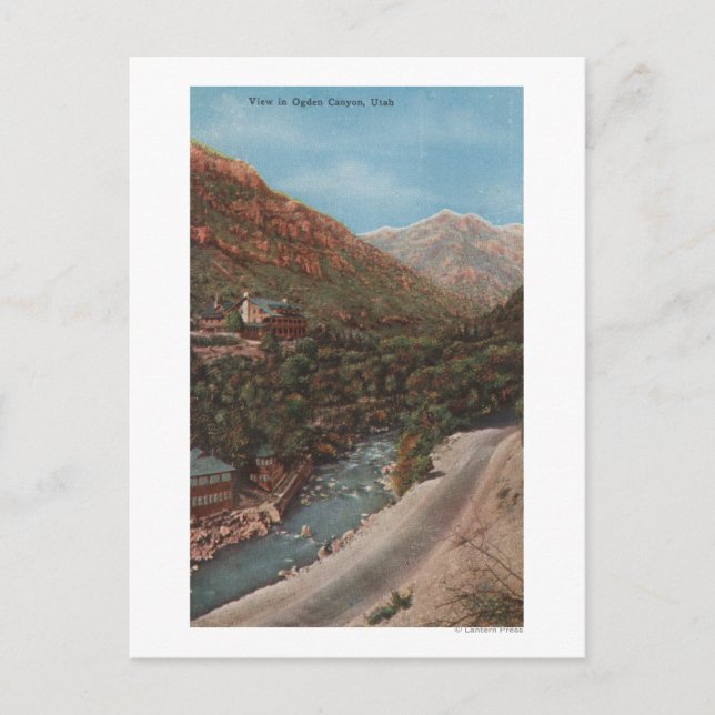 Ogden, Utah - Ogden Canyon View & River Vykort (Framsida)