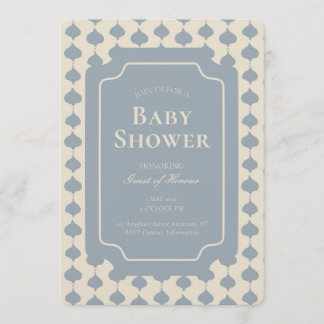 Ogee Stripe Geometric Gender Neutral Beige Blue Inbjudningar