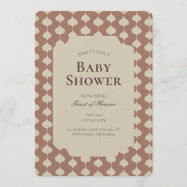 Ogee Stripe Geometric Gender Neutral Beige Brown Inbjudningar