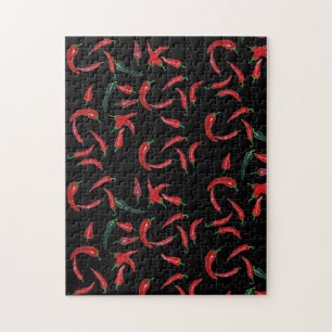 Ogenomförbar puzzel Red Black Chili Pepper Mönst Pussel