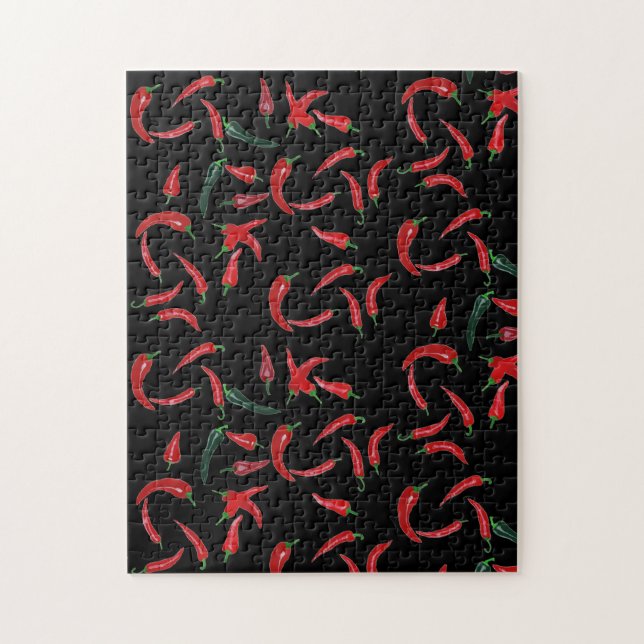 Ogenomförbar puzzel Red | Black Chili Pepper Mönst Pussel (Vertikal)