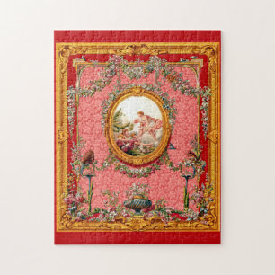 Ogenomskinlig baroque-skrift från 1800-talet lyckl pussel