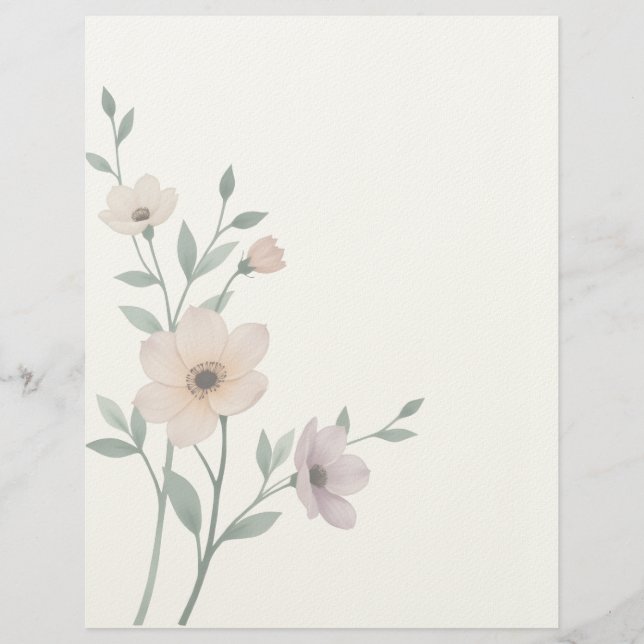 Ogenomskinlig blommig brevpapper (Framsida)