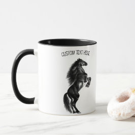 Ogenomtränglig Black Vild Horse Mugg med Anpassnin