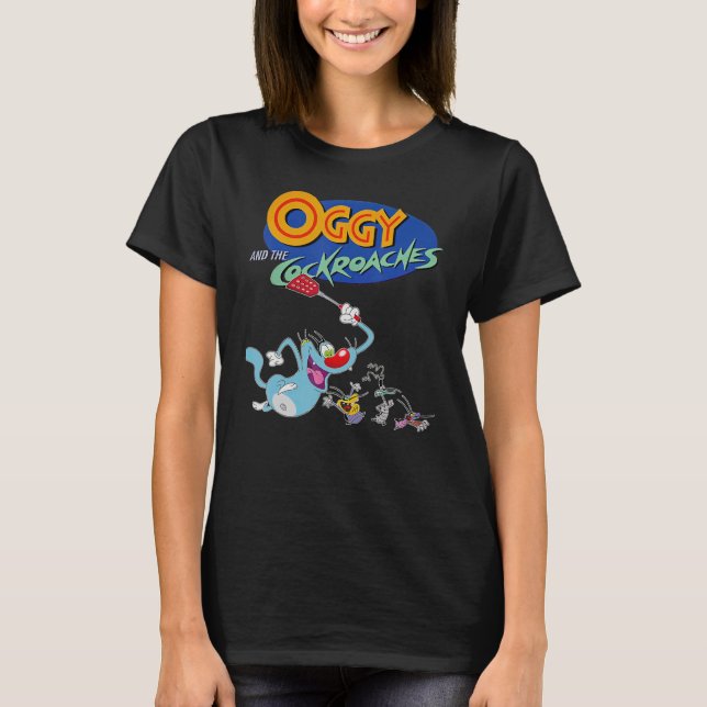 Oggys och cockroacher t shirt (Framsida)