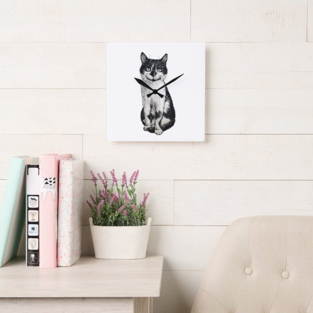Ogie the cat fyrkantig klocka (Läsesal)