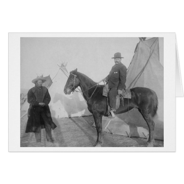 Oglala Chief "Rocky Bear" med White Hälsningskort (Framsidan Horizontal)