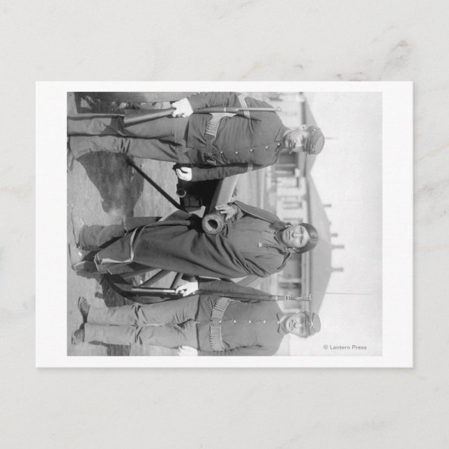 Oglala Indian Plenty Horses med 2 vita soldat Vykort (Framsida)