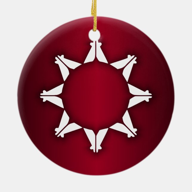 Oglala Lakota Flagga Julgransprydnad Keramik (Baksidan)