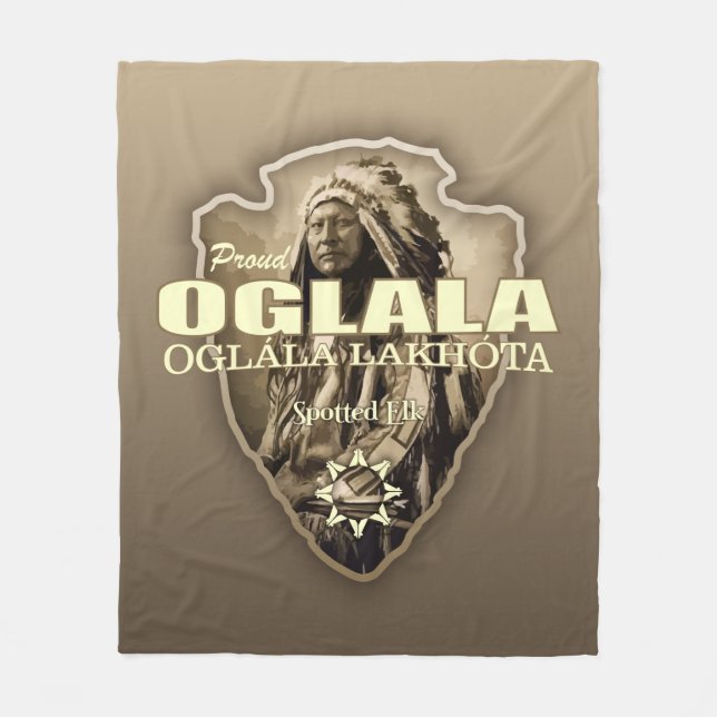 Oglala Lakota (pilhuvud) Fleecefilt (Framsidan)