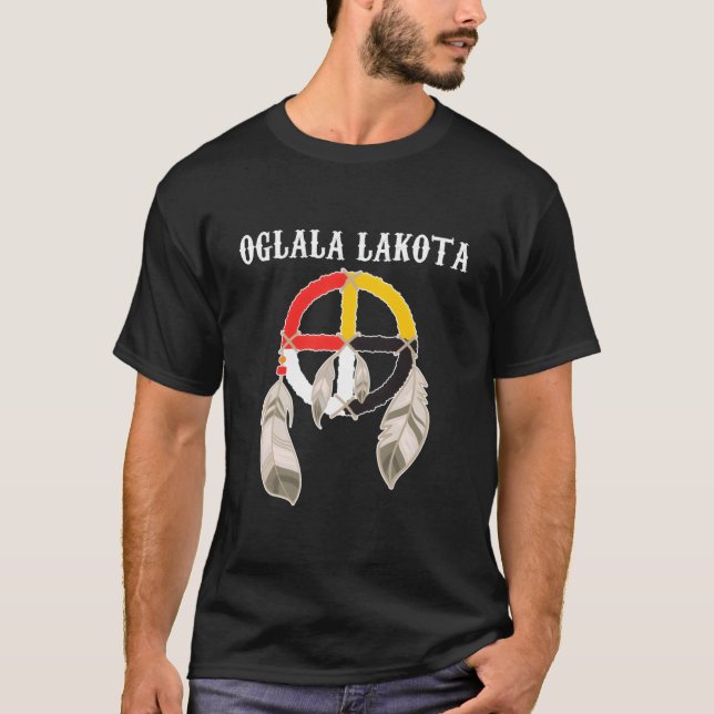 Oglala Lakota Sioux South Dakota Medicine Wheel La T Shirt (Framsida)