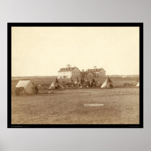 Oglala School & Indian Camp Gräs Ridge SD 1891 Poster