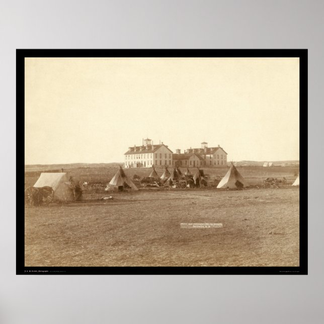 Oglala School & Indian Camp Gräs Ridge SD 1891 Poster (Framsidan)