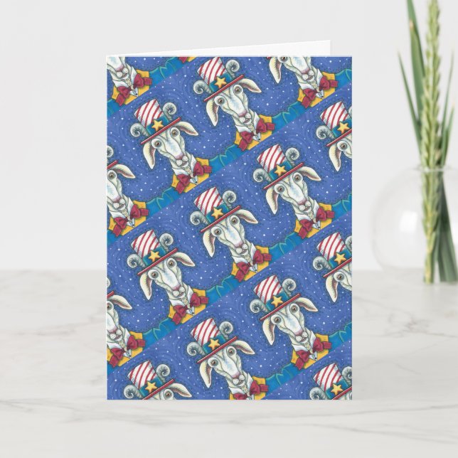 OGLD GOAT UNCLE SAM, FUNNY FARM PATRIOTIC BILLYGOA HELGKORT (Framsida)