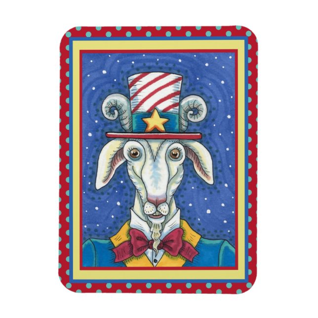 OGLD GOAT UNCLE SAM, FUNNY FARM PATRIOTIC BILLYGOA MAGNET (Vertikal)