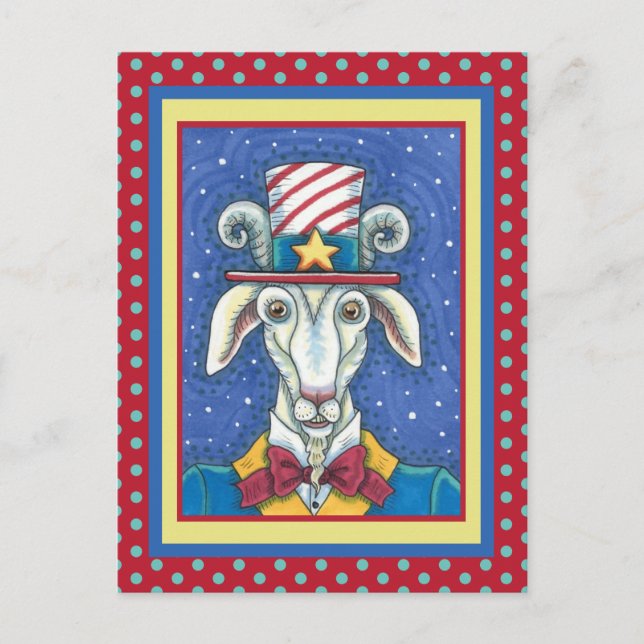 OGLD GOAT UNCLE SAM, FUNNY FARM PATRIOTIC BILLYGOA VYKORT (Framsida)