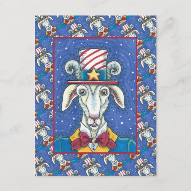 OGLD GOAT UNCLE SAM, FUNNY FARM PATRIOTIC BILLYGOA VYKORT (Framsida)