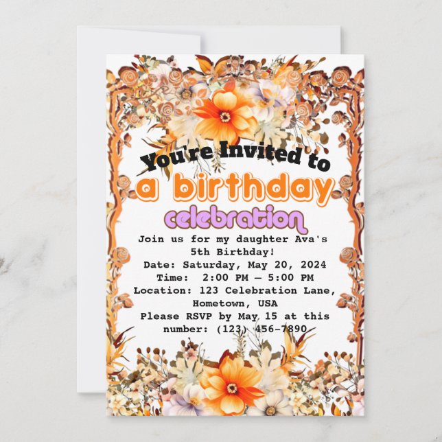 Oglömsklig glädje: Födelsedagskort för barn! Inbjudningar (Framsida)