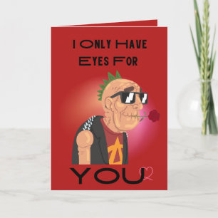 Ögon För Dig Rolig Punk Gammal Man Valentine Helgkort