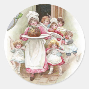 Ögon för Plum Pudding Vintage jul Runt Klistermärke