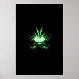 Ögon för w för grön främmande drake glödande poster