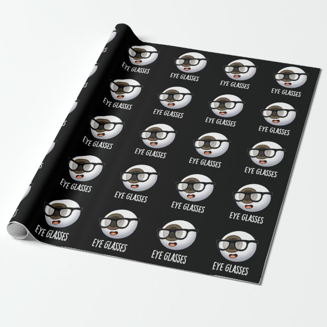 Ögon Glas Roliga Ögonbulle Puns Mörk Bakgrund Presentpapper (Utrullad)
