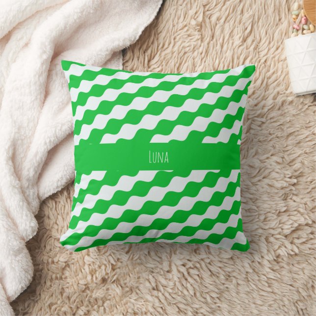 Ögon Grönt White Minimal Mönster Kudde (Filt)