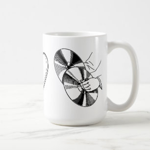 Ögon Hjärta Cymbaler Jag älskar symboler Rolig mug Kaffemugg