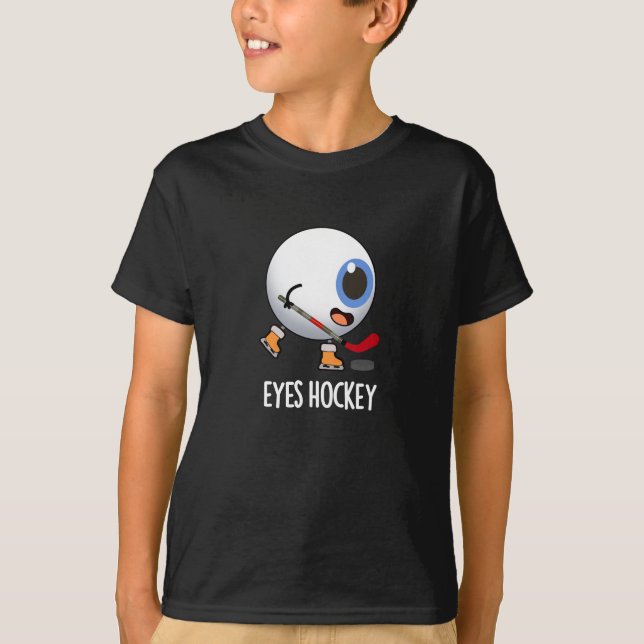 Ögon Hockey Funny Ice Hockey Sports Pun Mörk BG T Shirt (Framsida)
