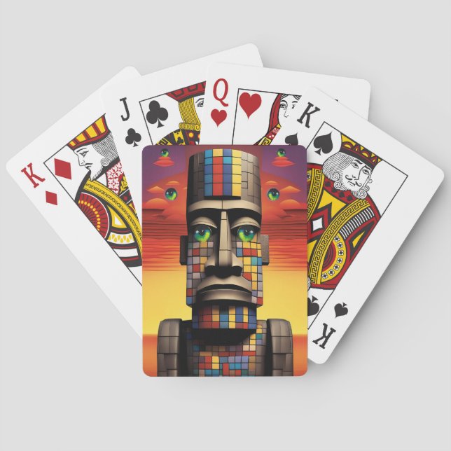 Ögon i Moais Ken Gage Pop Surrealism Casinokort (Baksidan)