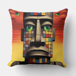 Ögon i Moais Ken Gage Pop Surrealism Kudde