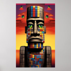 Ögon i Moais Ken Gage Pop Surrealism Poster