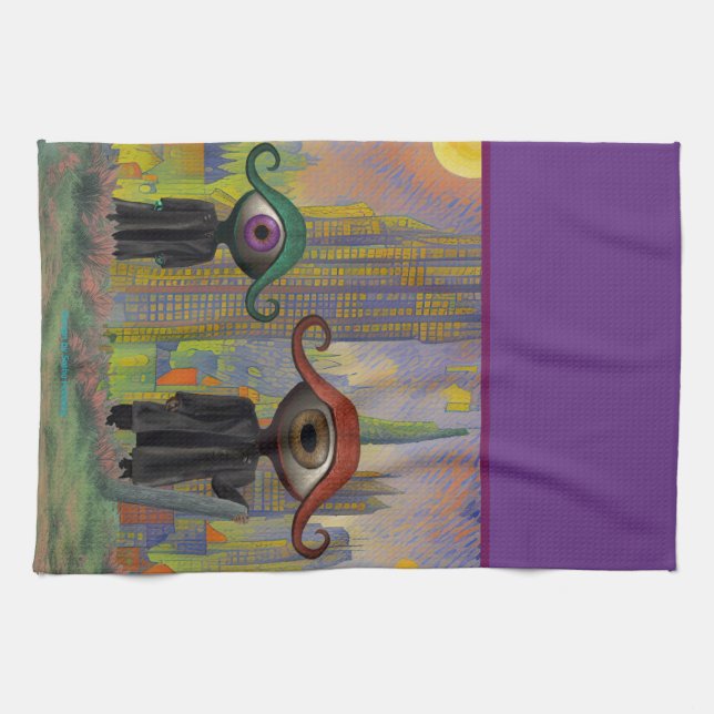 Ögon lämnar staden till fots kökshandduk (Horisontell)