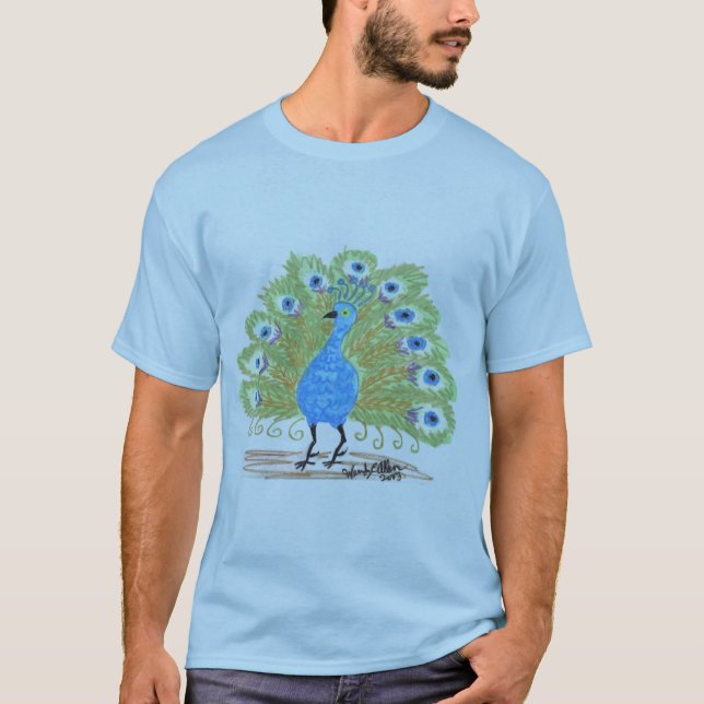 Ögon of India Peacock by Wendy C. Allen Tee Shirt (Framsida)