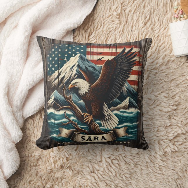 Ögon på Gren med berg och Flagga Kudde (Filt)