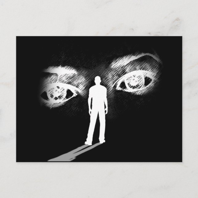 Ögon på gudadresskortet (svart) vykort (Framsida)