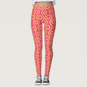 Ögon Peach-Gulten Minimal Mönster Leggings