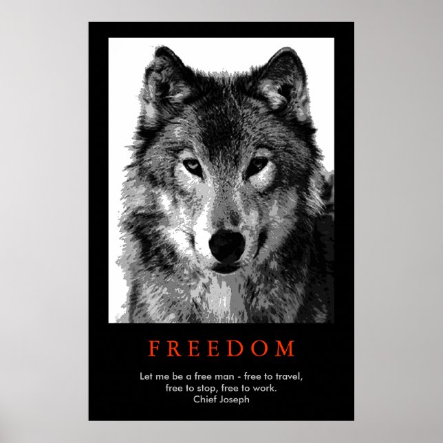 Ögon Skriv ut svart, vit, unik Varg Poster (Framsidan)