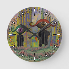 Ögon som lämnar staden till fots rund klocka