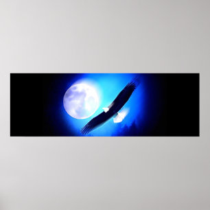 Ögon vid Poster av flyg- och helmånsutskrift