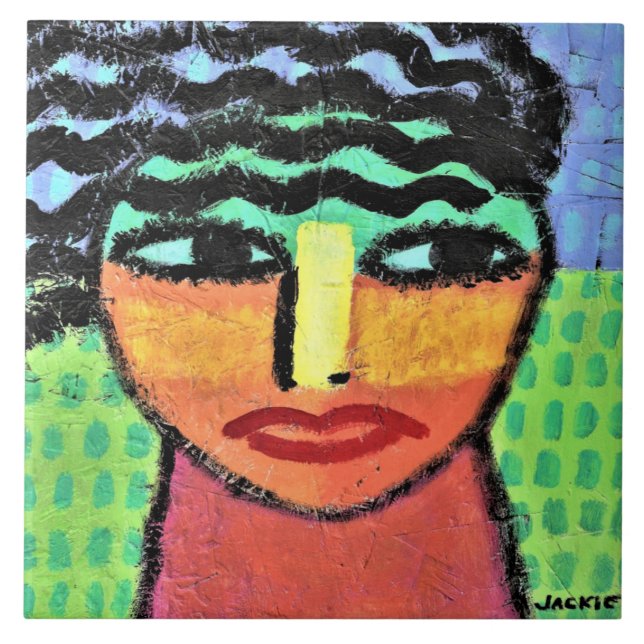 Ögon Wide Open Abstrakt-målning på OSB-skivor Kakelplatta (Framsidan)