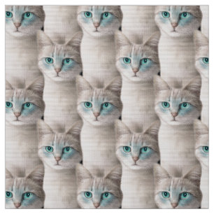 Ögonblå Kattmönster Tyg