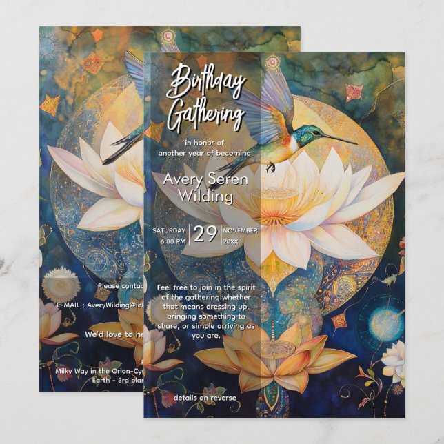 Ögonblick under flygning | Hummingbird Design Inbjudningar (Fram/baksida)