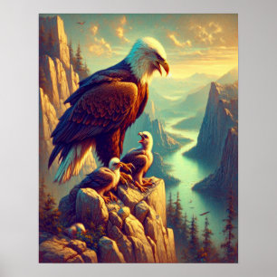 Ögonblicket på Sten med Spädbarn 16 x 20 Poster