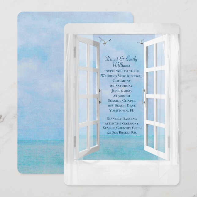 Ögonblicksfönster bröllop - förnyelse av vow inbjudningar (Fram/baksida)