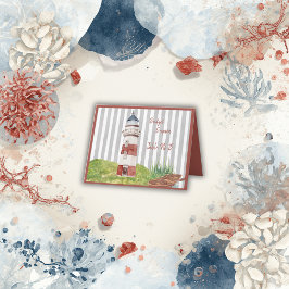 Ögonblickskort för vattenfärgsfartyg vid kusten tack kort