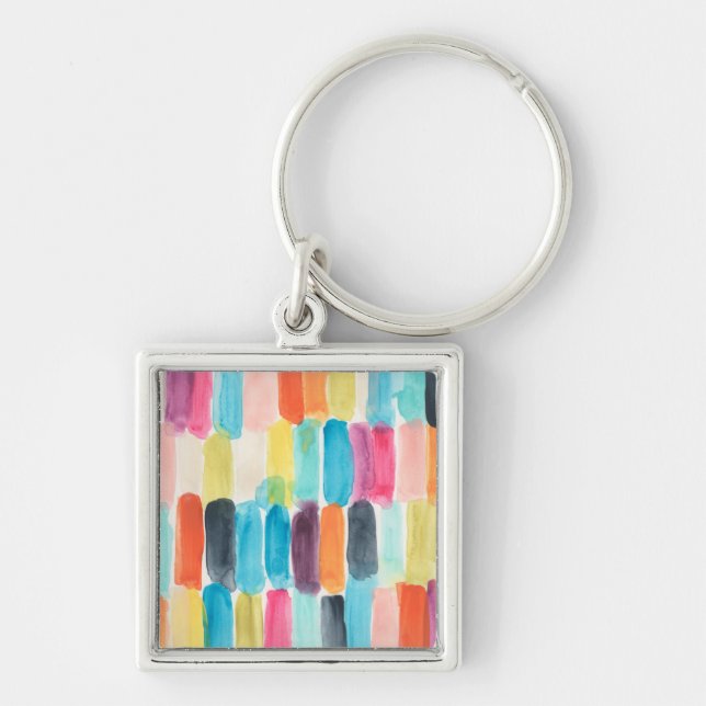 Ögonblicksruta I Fyrkantig Silverfärgad Nyckelring (Framsidan)