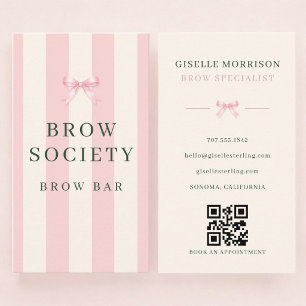 Ögonbrynsspecialist Rosa Grön Randig Slinga QR-kod Visitkort